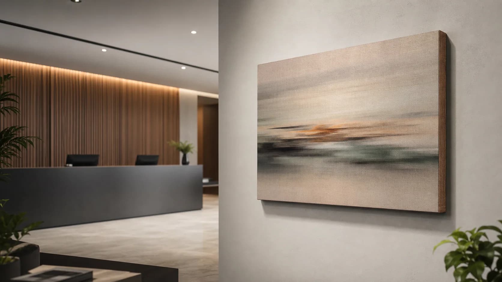 Duvara asılmış, şasiye gerdirilmiş canvas tablo