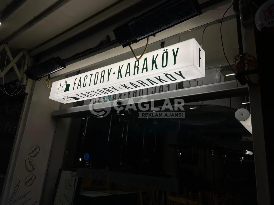 Factory Karaköy için çift yönlü ışıklı tabela uygulaması